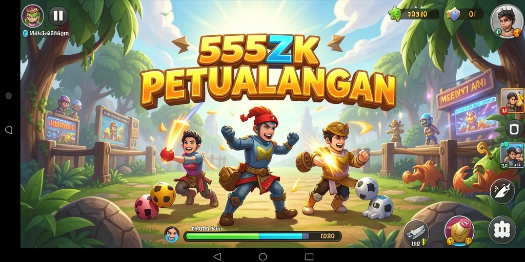 Tangkapan layar dengan karakter unik di dalam gameplay Arcade yang seru.