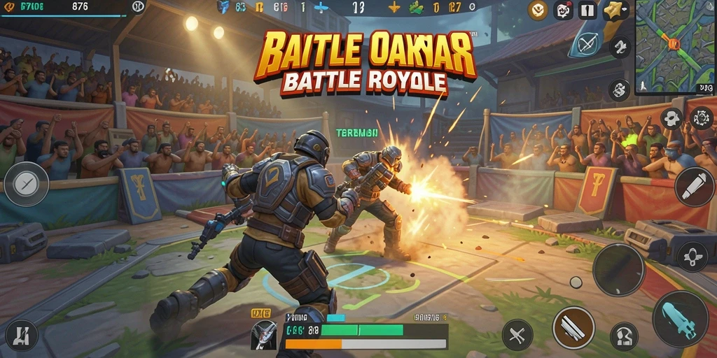 Gameplay mendebarkan di arena Battle Royale 8768.