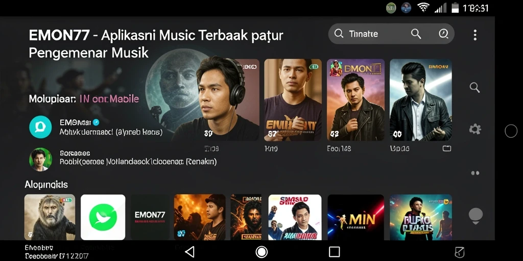 Screenshot utama EMON77 menampilkan fitur gameplay musik yang interaktif.