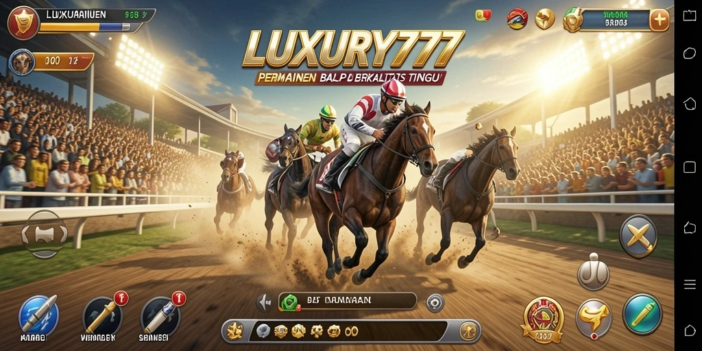 Tampilan gameplay balapan yang penuh aksi di LUXURY777.